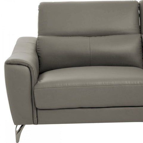 Shelby 3 Seat Grey Leather Sofa