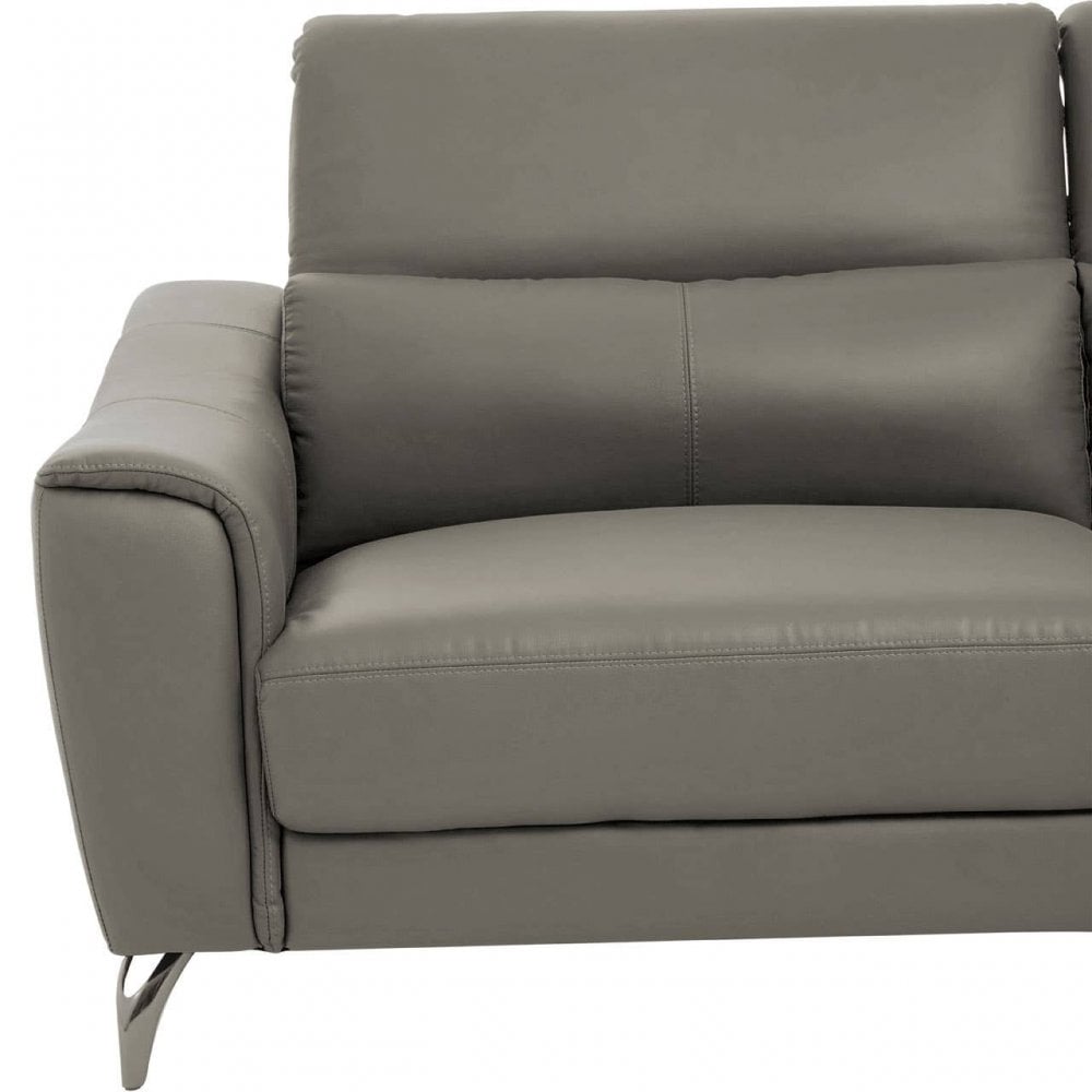 Shelby 3 Seat Grey Leather Sofa