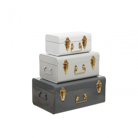 Avalon Set Of Three Assorted Grey Storage Trunks