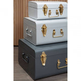 Avalon Set Of Three Assorted Grey Storage Trunks