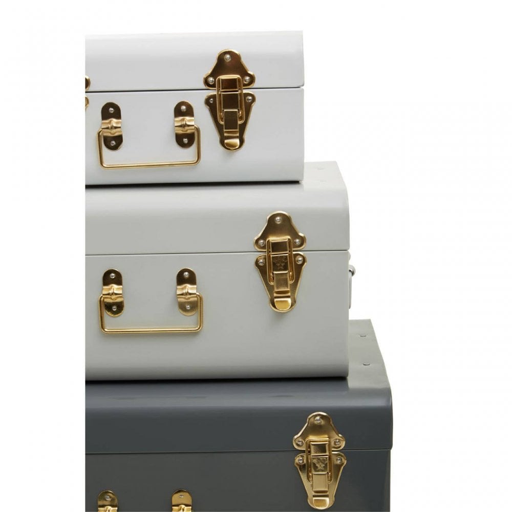 Avalon Set Of Three Assorted Grey Storage Trunks