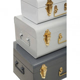 Avalon Set Of Three Assorted Grey Storage Trunks