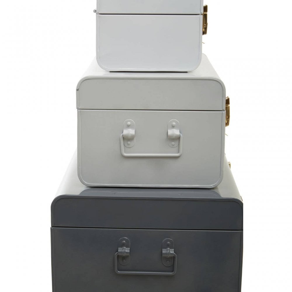 Avalon Set Of Three Assorted Grey Storage Trunks