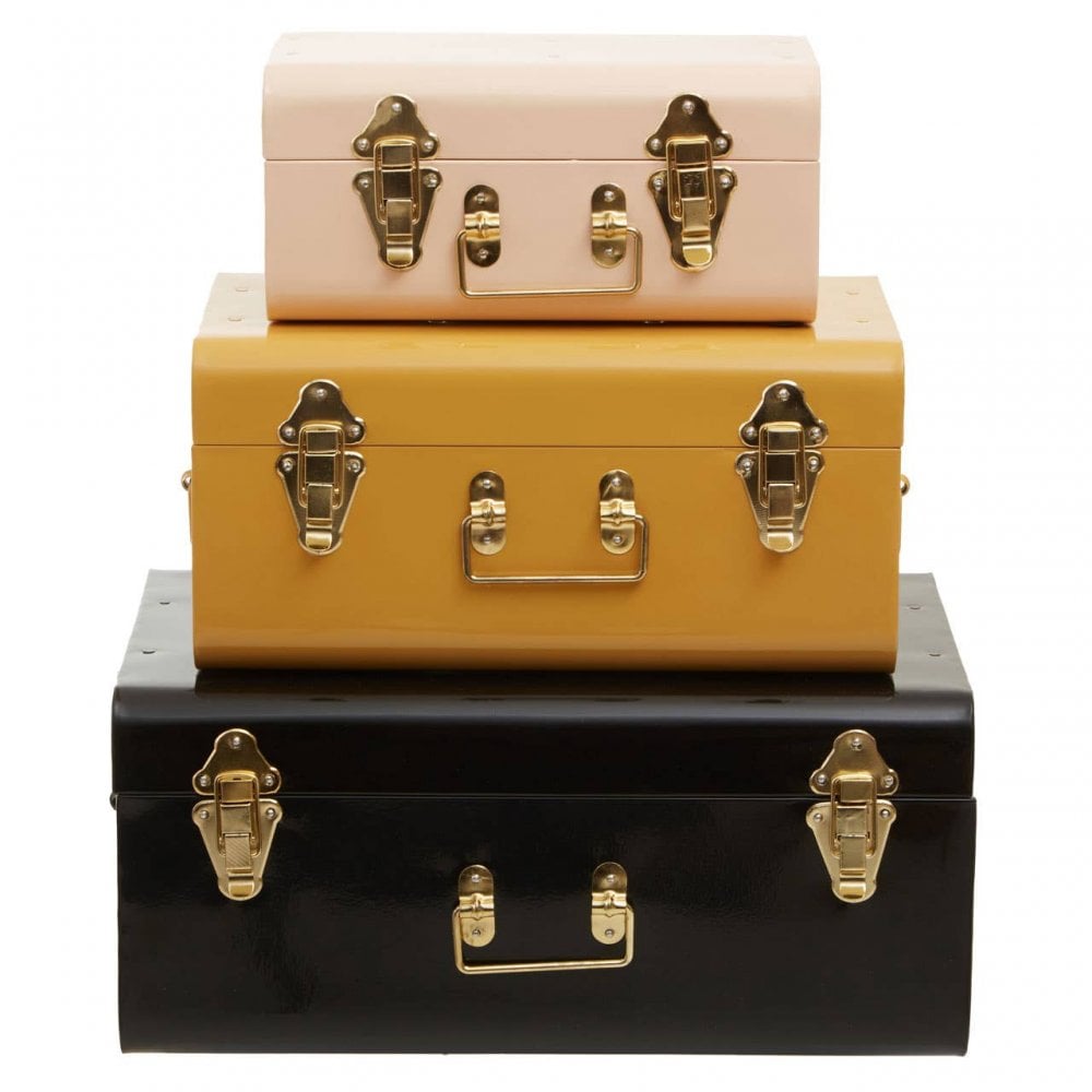 Avalon Set Of Three Assorted Storage Trunks