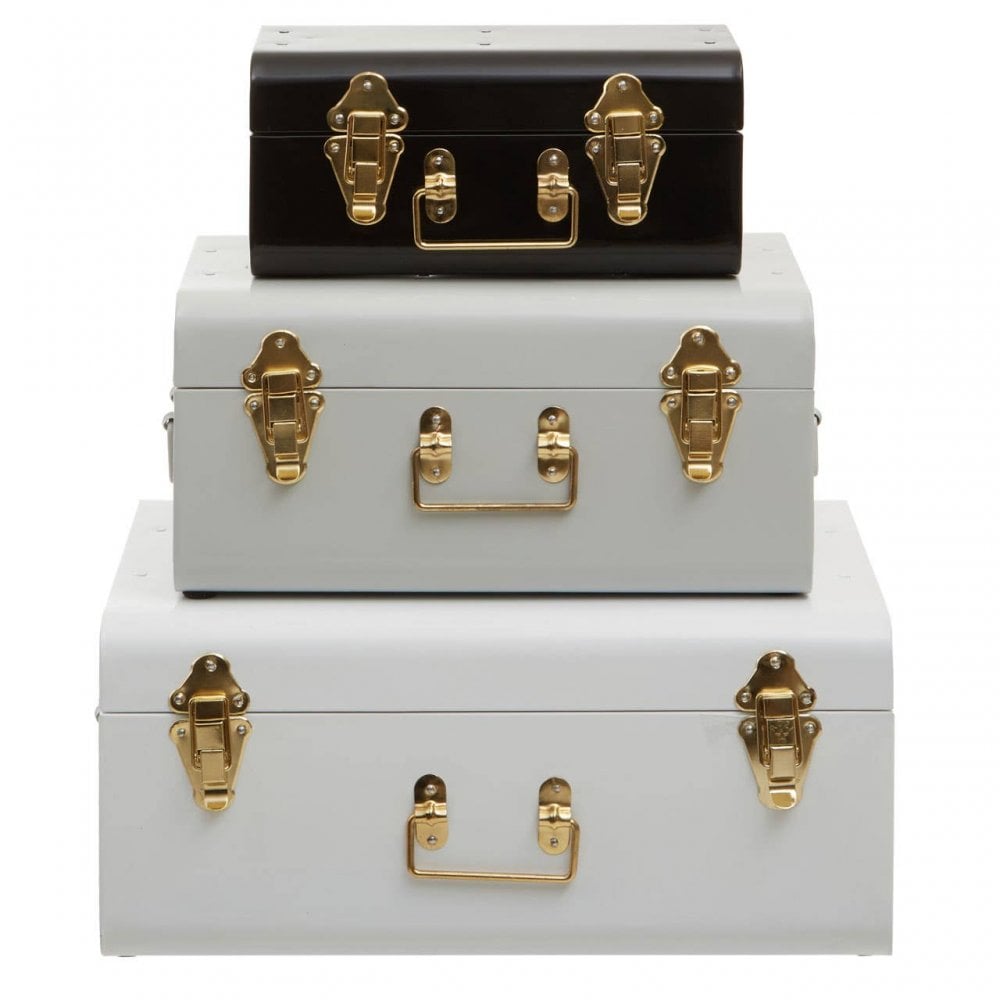 Avalon Set Of Three Monochrome Storage Trunks