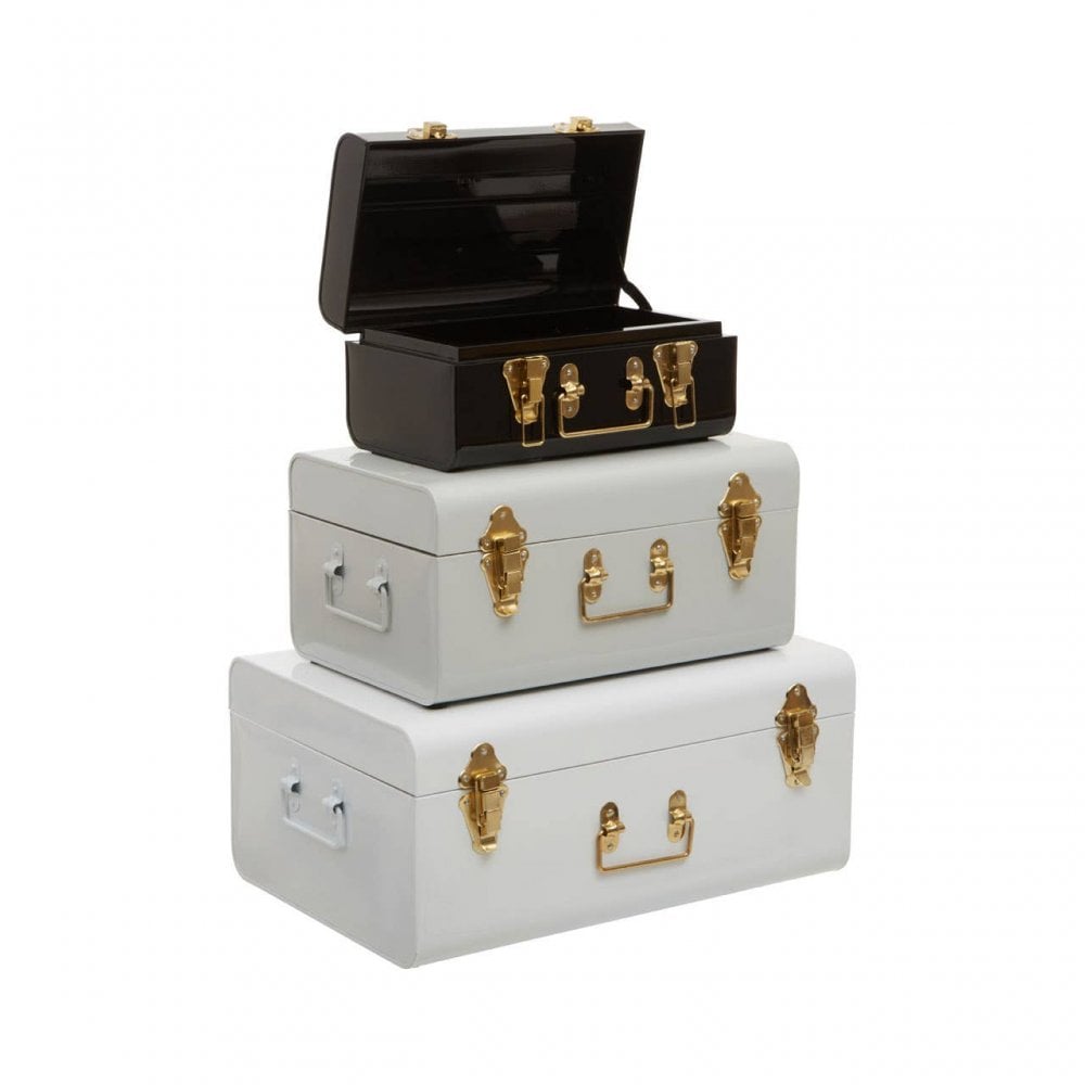 Avalon Set Of Three Monochrome Storage Trunks