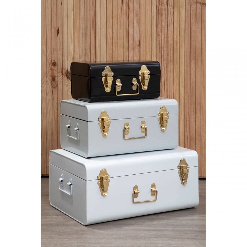 Avalon Set Of Three Monochrome Storage Trunks