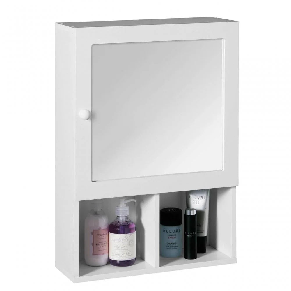 Madison White Wood Mirrored Cabinet