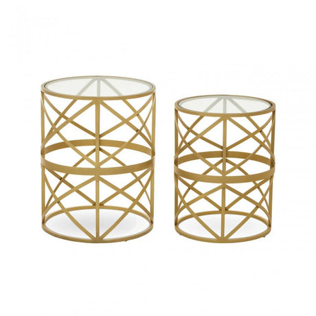 Elsie Set Of 2 Diamond Pattern Side Table