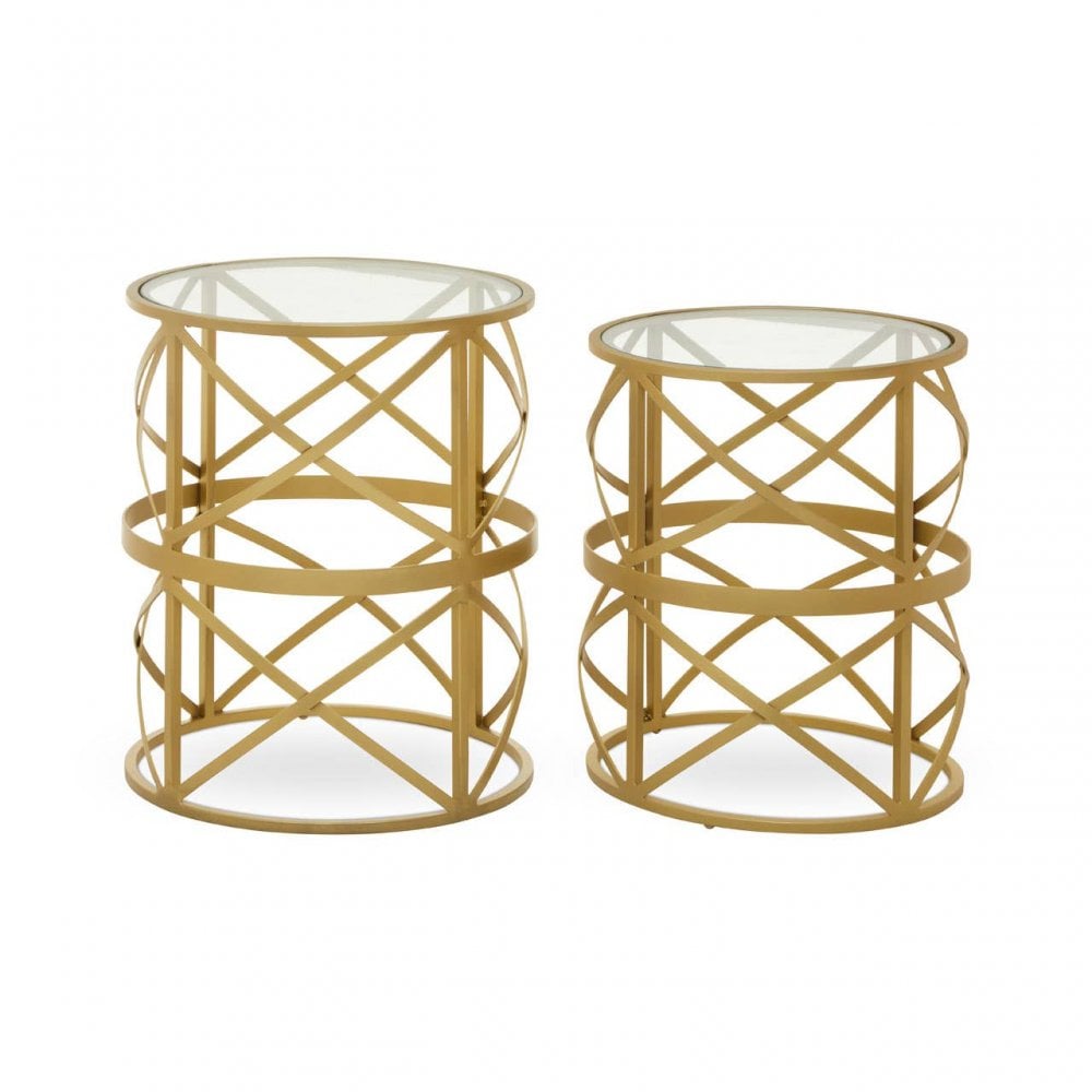 Elsie Set Of 2 Diamond Pattern Side Table