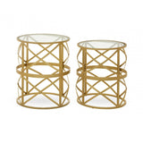 Elsie Set Of 2 Diamond Pattern Side Table