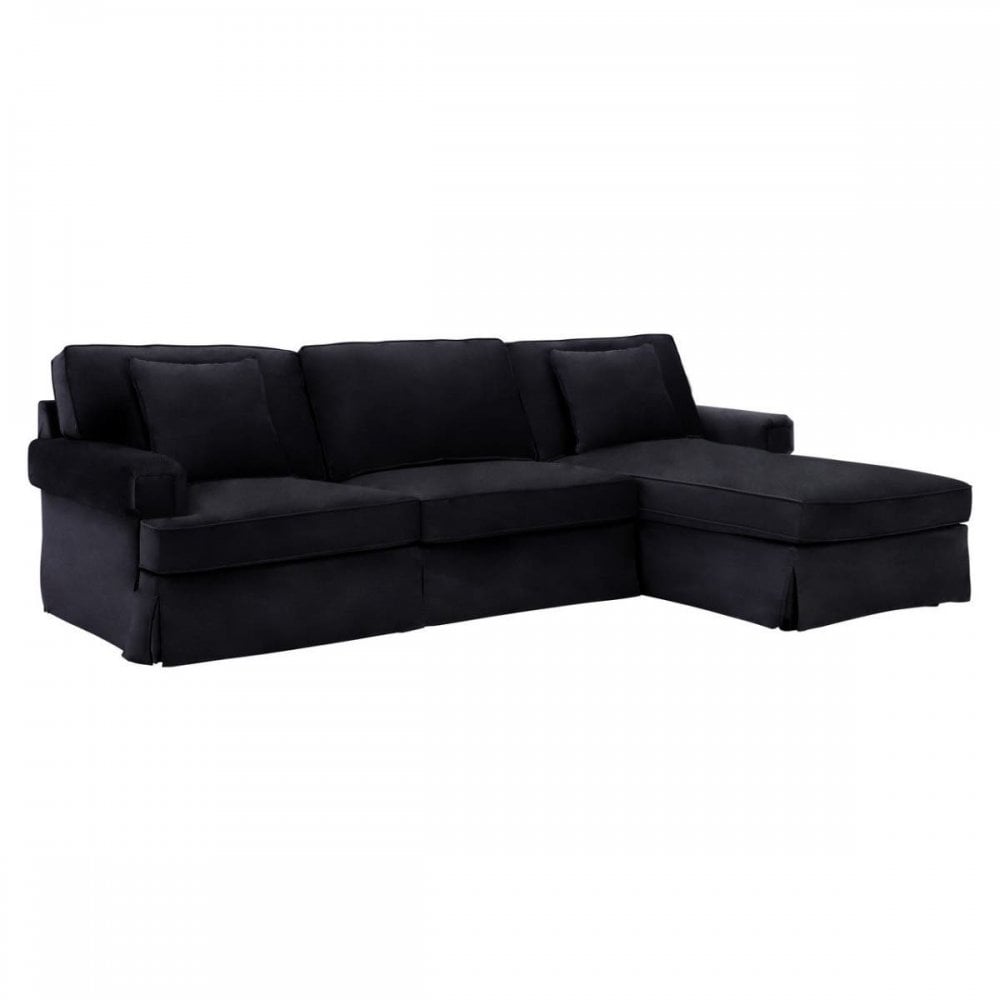 Camden Three Seat Velvet Chaise Sofa