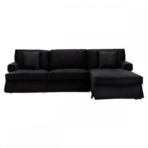 Camden Three Seat Velvet Chaise Sofa