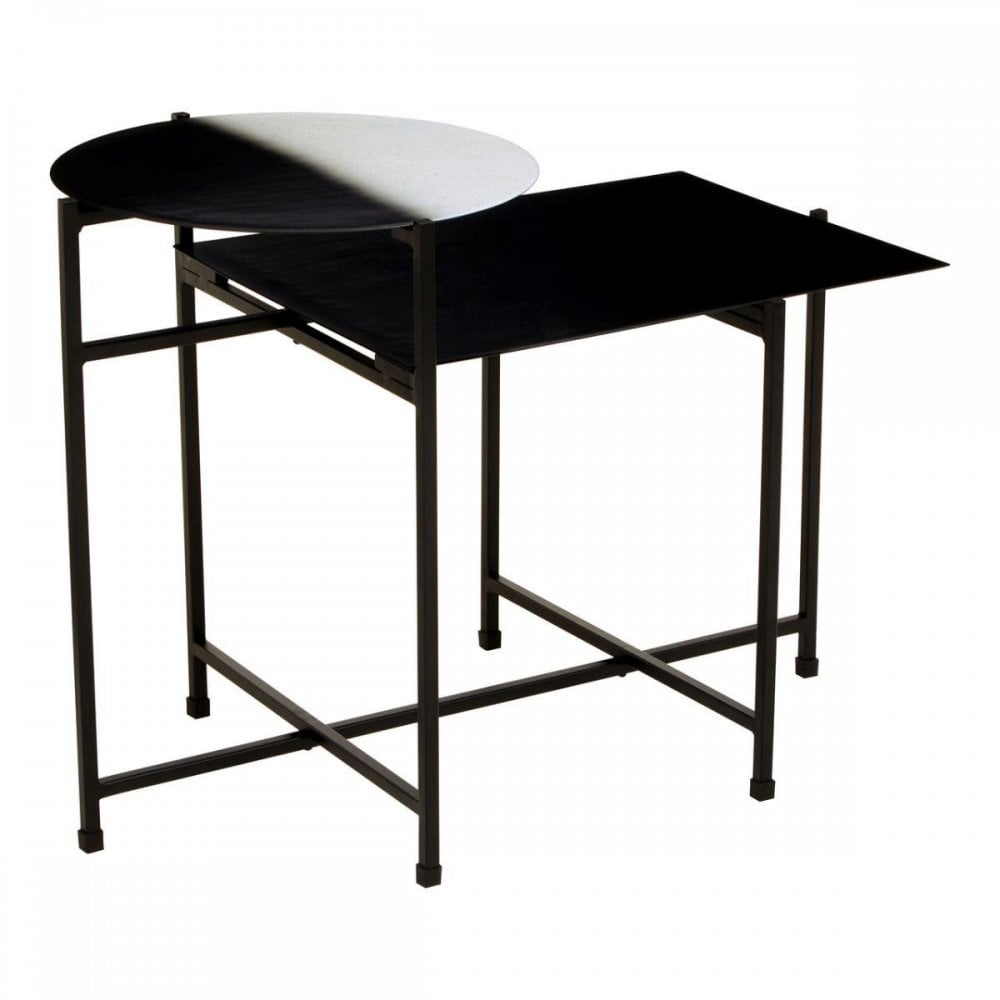 Kensington Two Tier Black And White Ombre Side Table