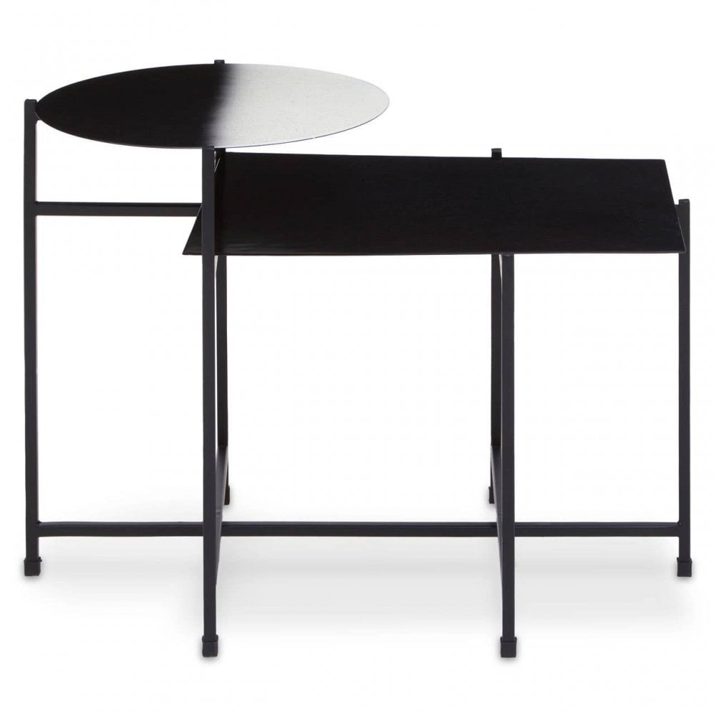 Kensington Two Tier Black And White Ombre Side Table