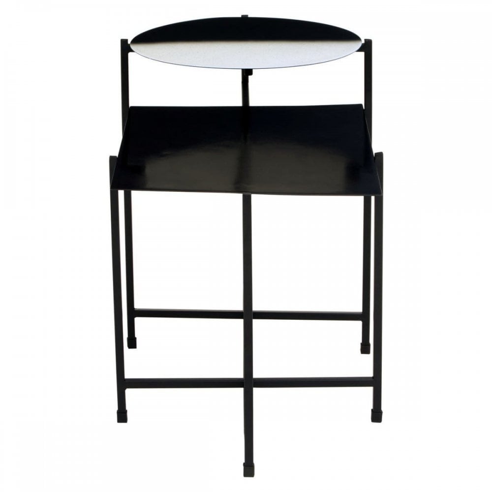 Kensington Two Tier Black And White Ombre Side Table