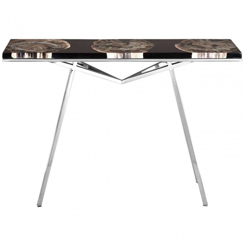 Sterling Black Resin/Silver Legs Console Table
