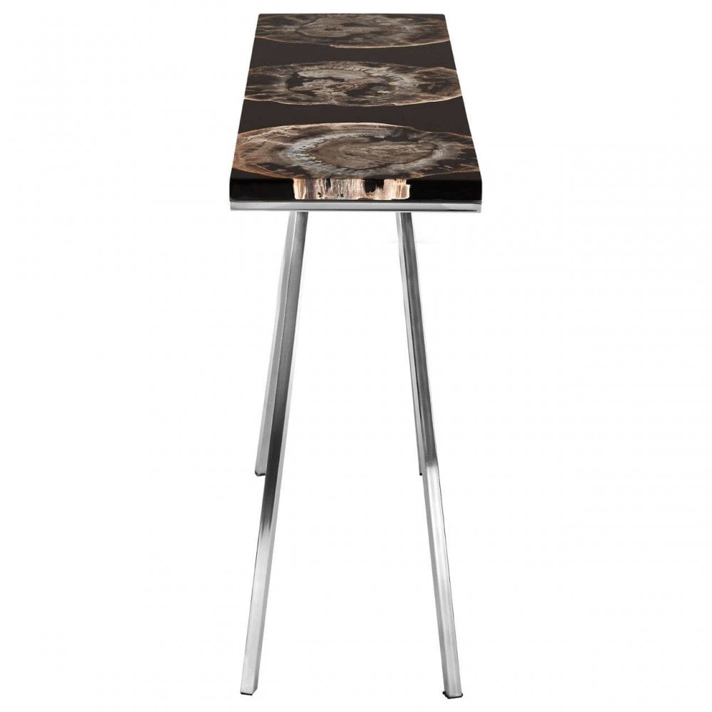 Sterling Black Resin/Silver Legs Console Table