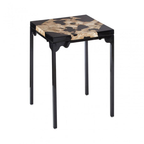 Sterling Cheese Stone And Black Resin Side Table