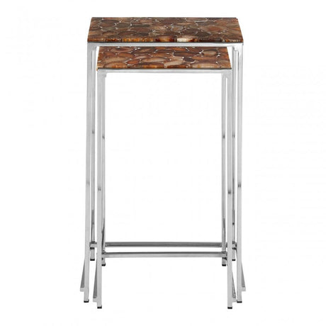 Sterling Nest Side Tables With Agate Stone Top