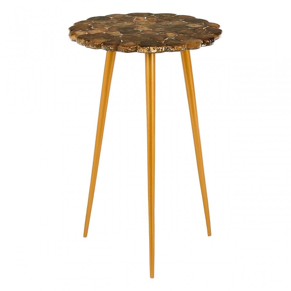 Sterling Round / Brass Finish Legs Side Table