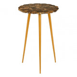 Sterling Round / Brass Finish Legs Side Table
