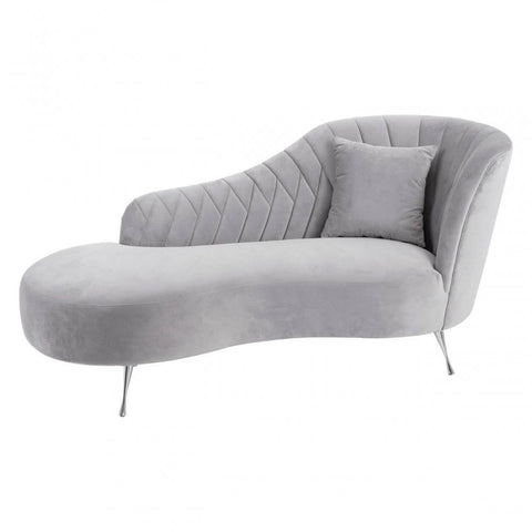 Amber Grey Velvet Chaise Longue
