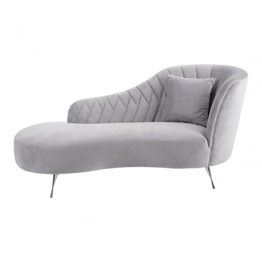 Amber Grey Velvet Chaise Longue