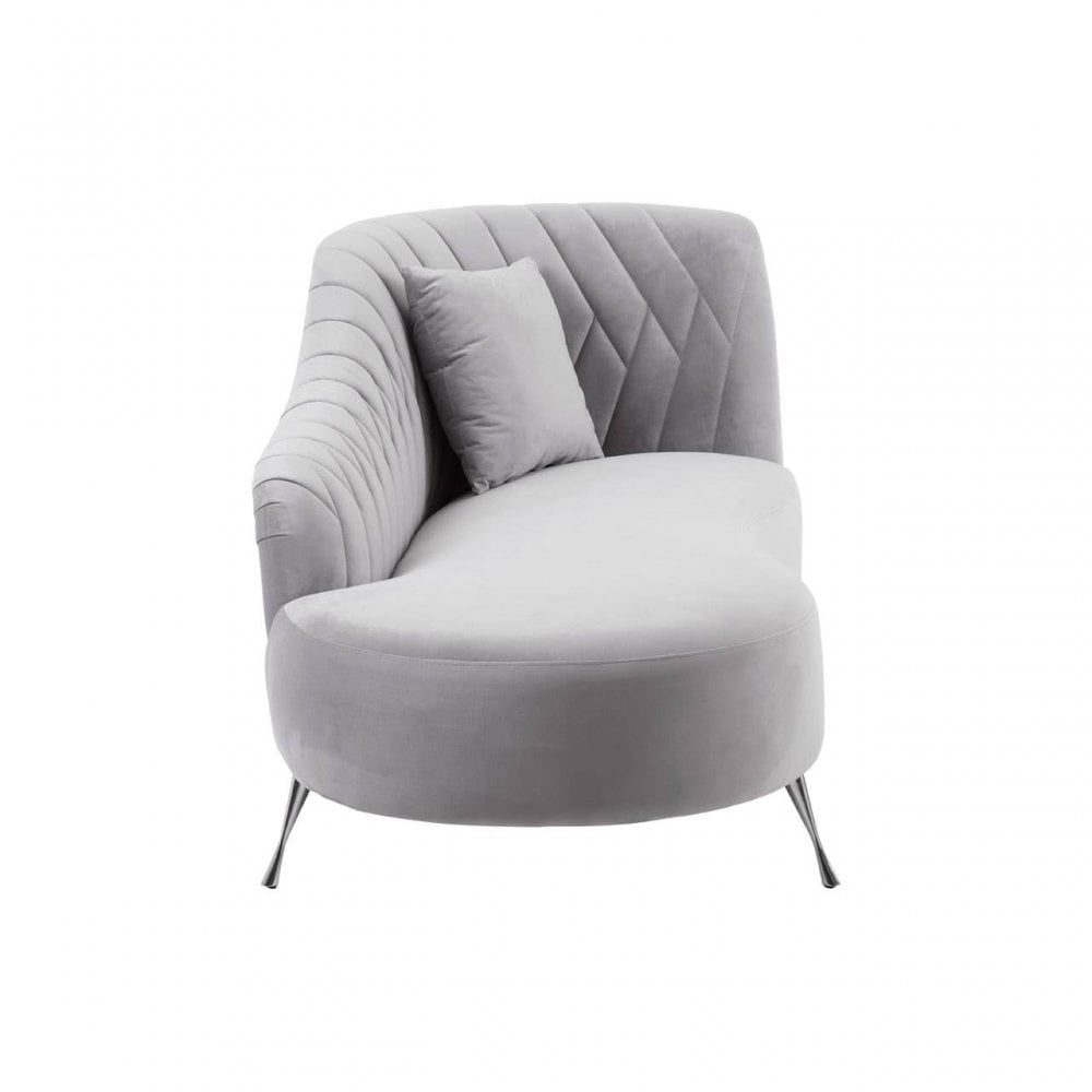 Amber Grey Velvet Chaise Longue
