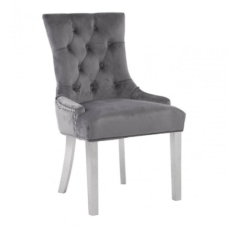 Kensington Grey Velvet Dining Chair