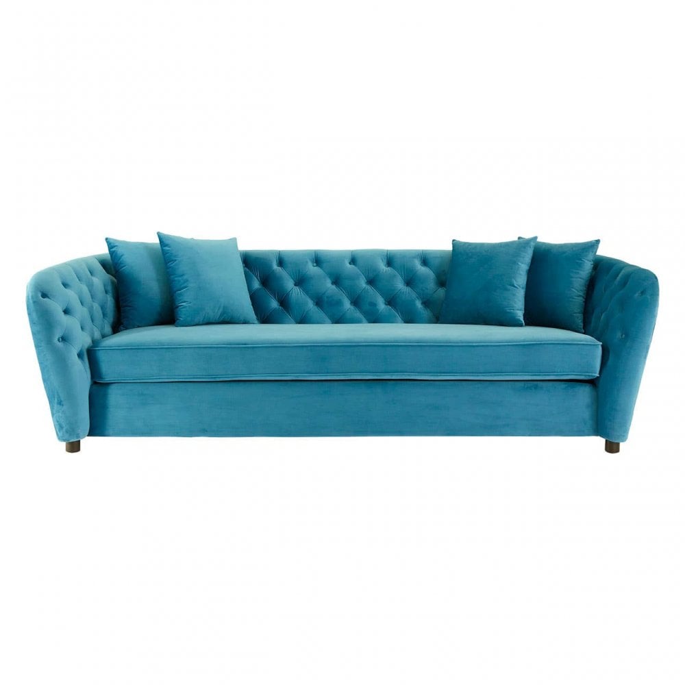 Luna Cyan Velvet 3 Seat Sofa