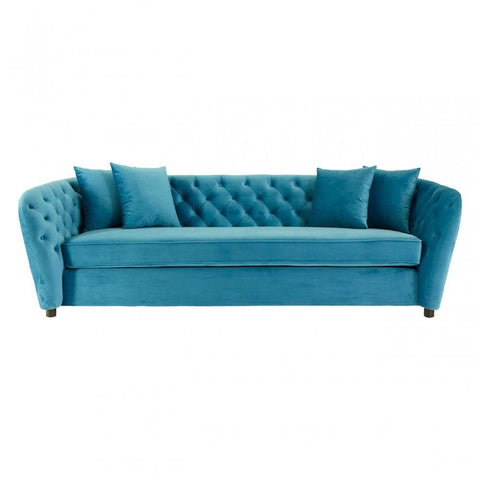 Luna Cyan Velvet 3 Seat Sofa