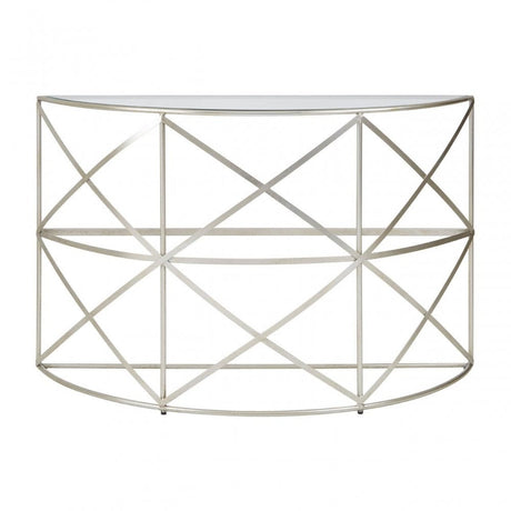 Florence Silver Leaf Demilune Console Table