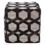 Camden Genuine Grey Leather Pouffe
