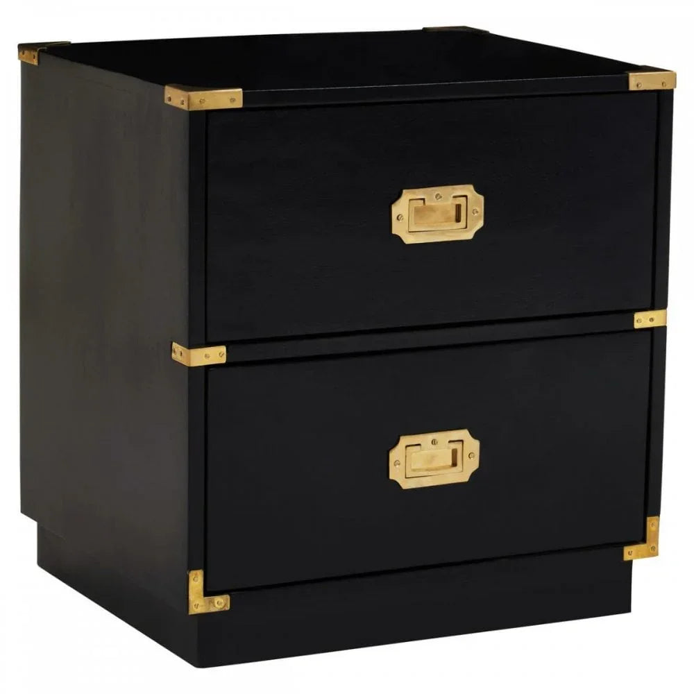 Kensington Two Drawer Black Mango Wood Chest