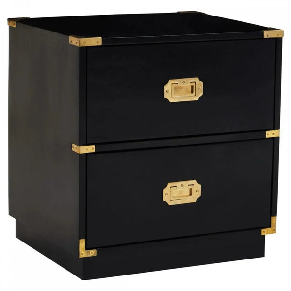 Kensington Two Drawer Black Mango Wood Chest