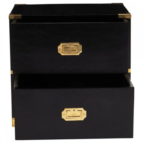 Kensington Two Drawer Black Mango Wood Chest