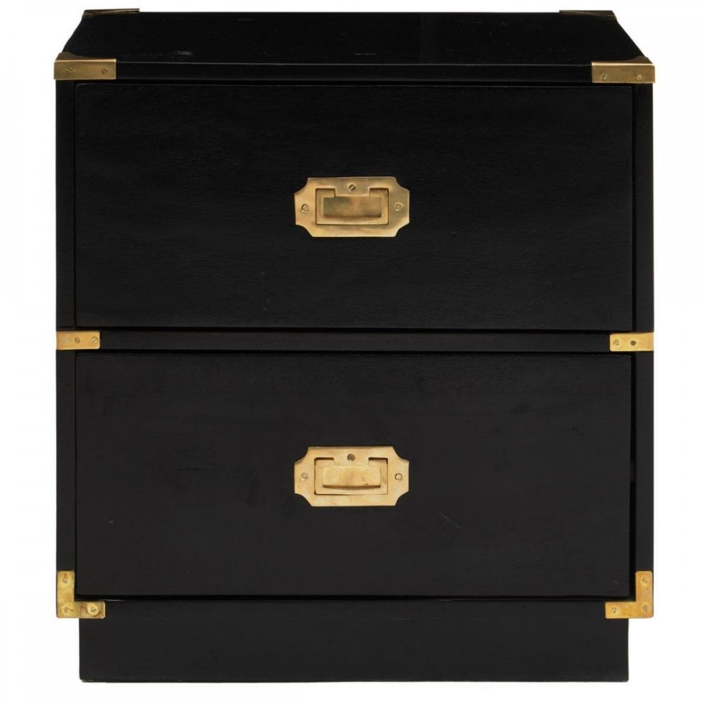 Kensington Two Drawer Black Mango Wood Chest