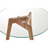 Solara Set Of Two Glass Top Oak Wood Side Tables
