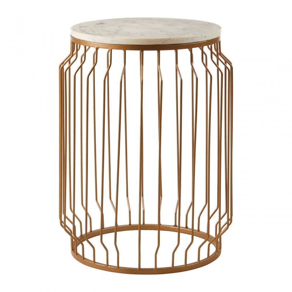 Serenza Marble Round Side Table With Wireframe Base