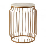 Serenza Marble Round Side Table With Wireframe Base