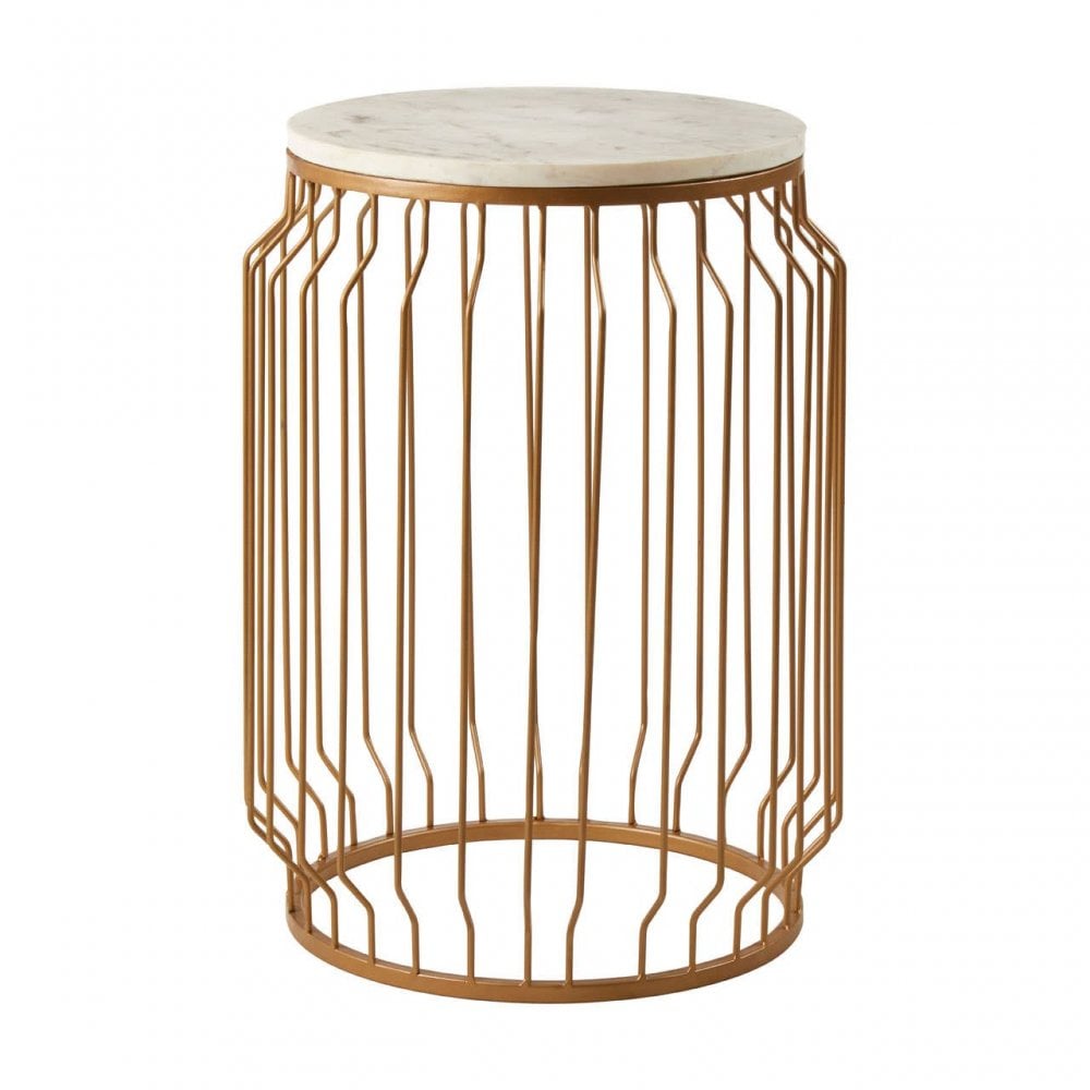 Serenza Marble Round Side Table With Wireframe Base