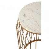 Serenza Marble Round Side Table With Wireframe Base