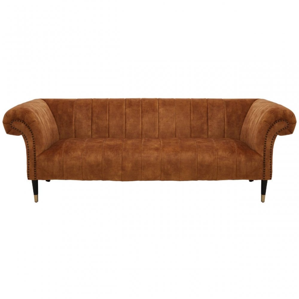 Westend Three Seat Gold Velvet Sofa