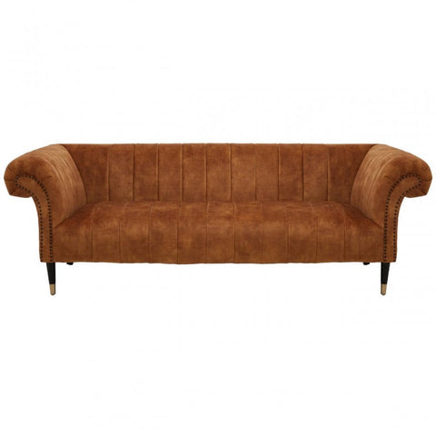 Westend Three Seat Gold Velvet Sofa