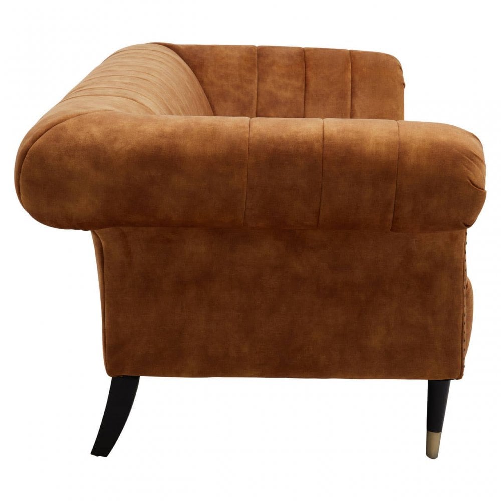 Westend Three Seat Gold Velvet Sofa