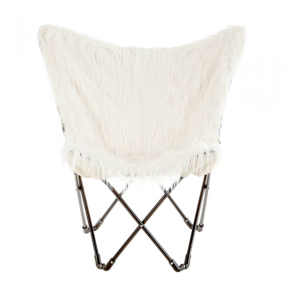 Westend White Faux Fur Butterfly Chair