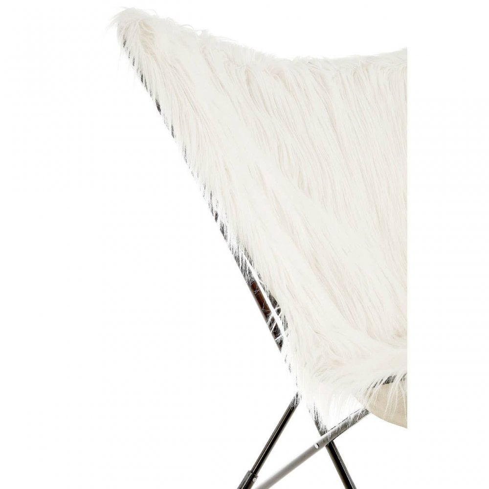 Westend White Faux Fur Butterfly Chair