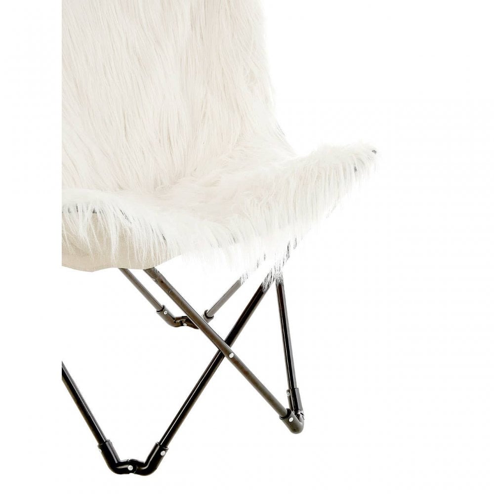 Westend White Faux Fur Butterfly Chair