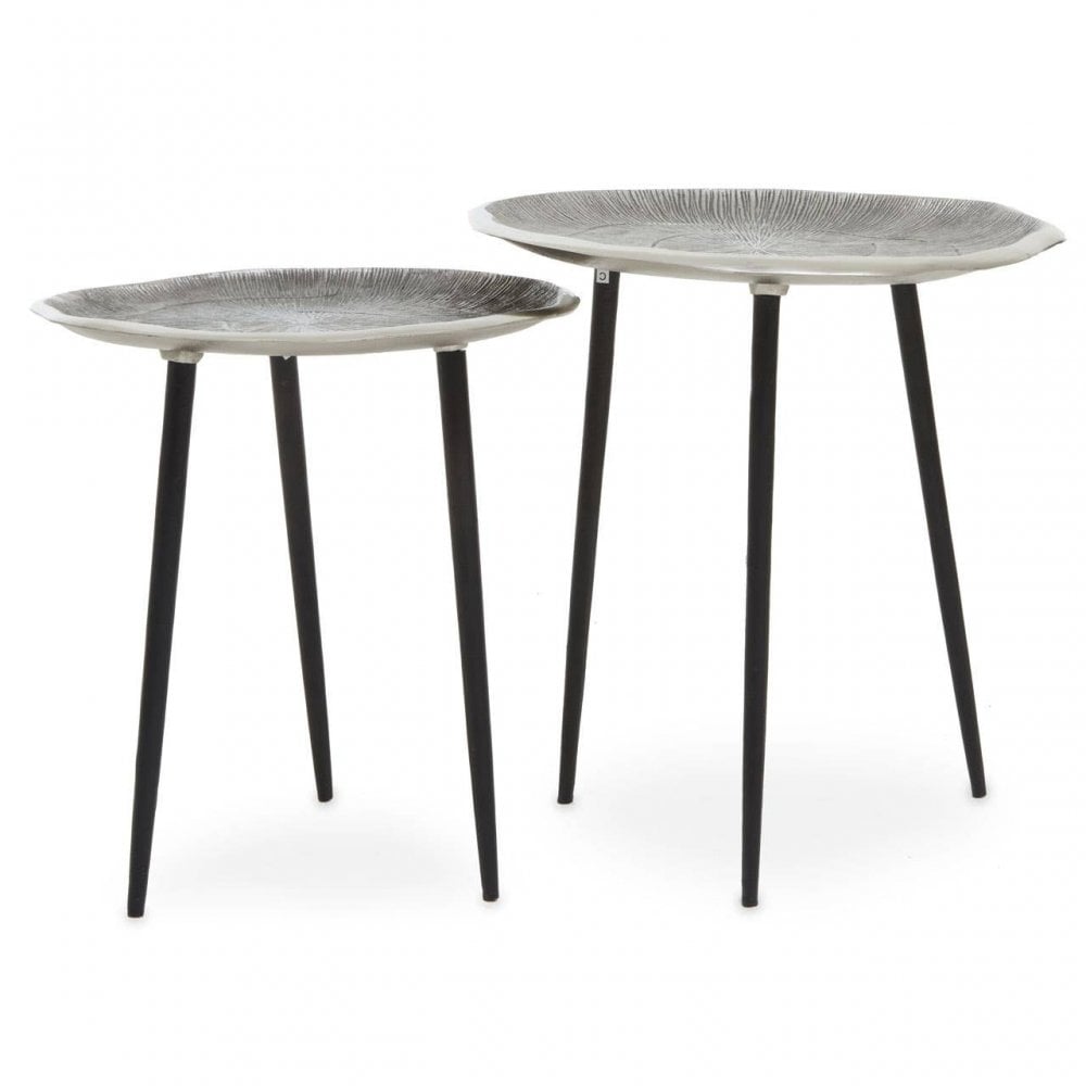 Westend Set Of Two Oak Effect Silver Top Side Tables